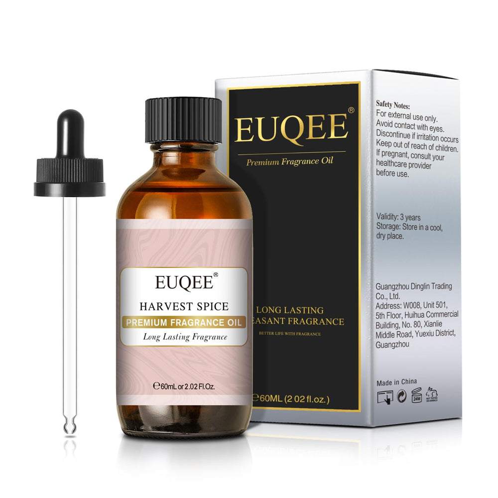 Amber glass bottle packaging of EUQEE Harvest Spice Fragrance Oil