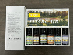 Gift set packaging and dropper bottles for EUQEE Nature Air oils