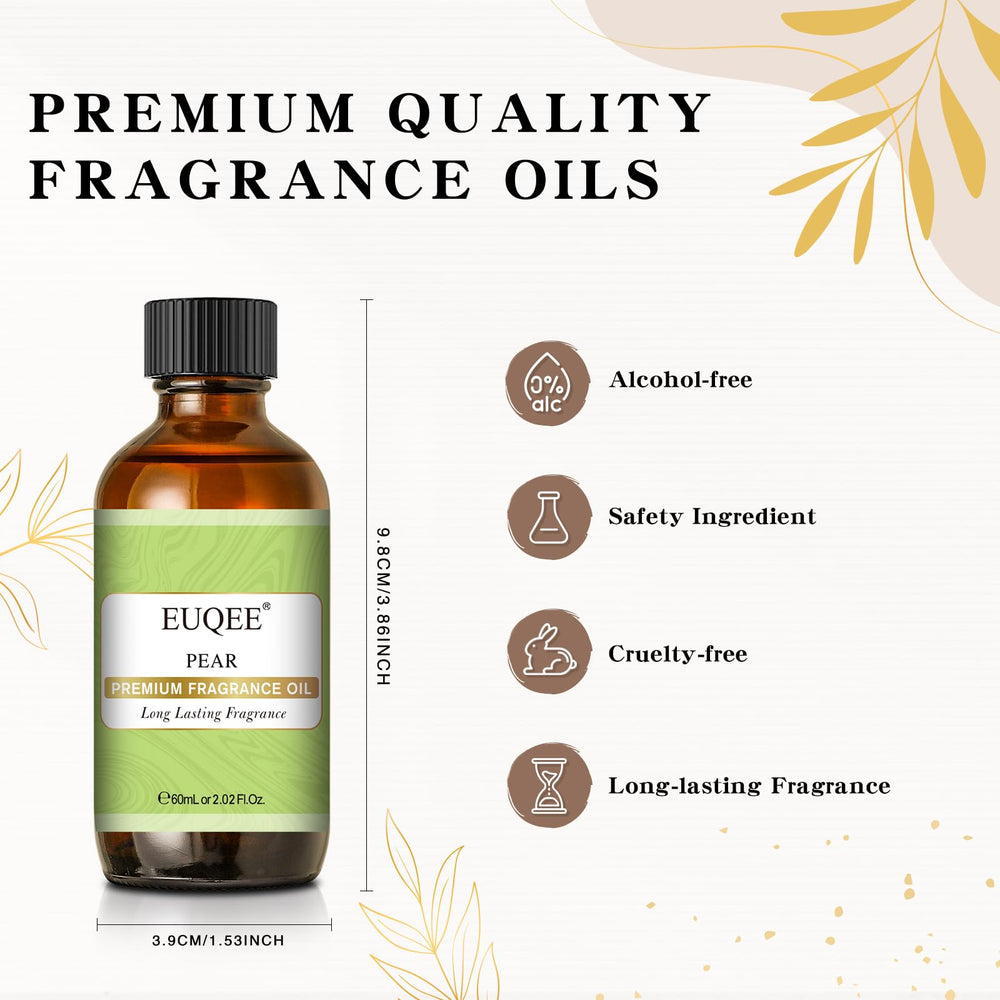 Pear fragrance oil bottle with label and dropper