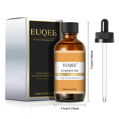 Close-up of amber bottle and glass dropper for EUQEE Pumpkin Pie Fragrance Oil