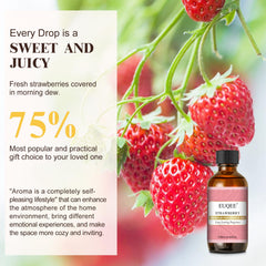 Close-up of the bottle label showing strawberry scent