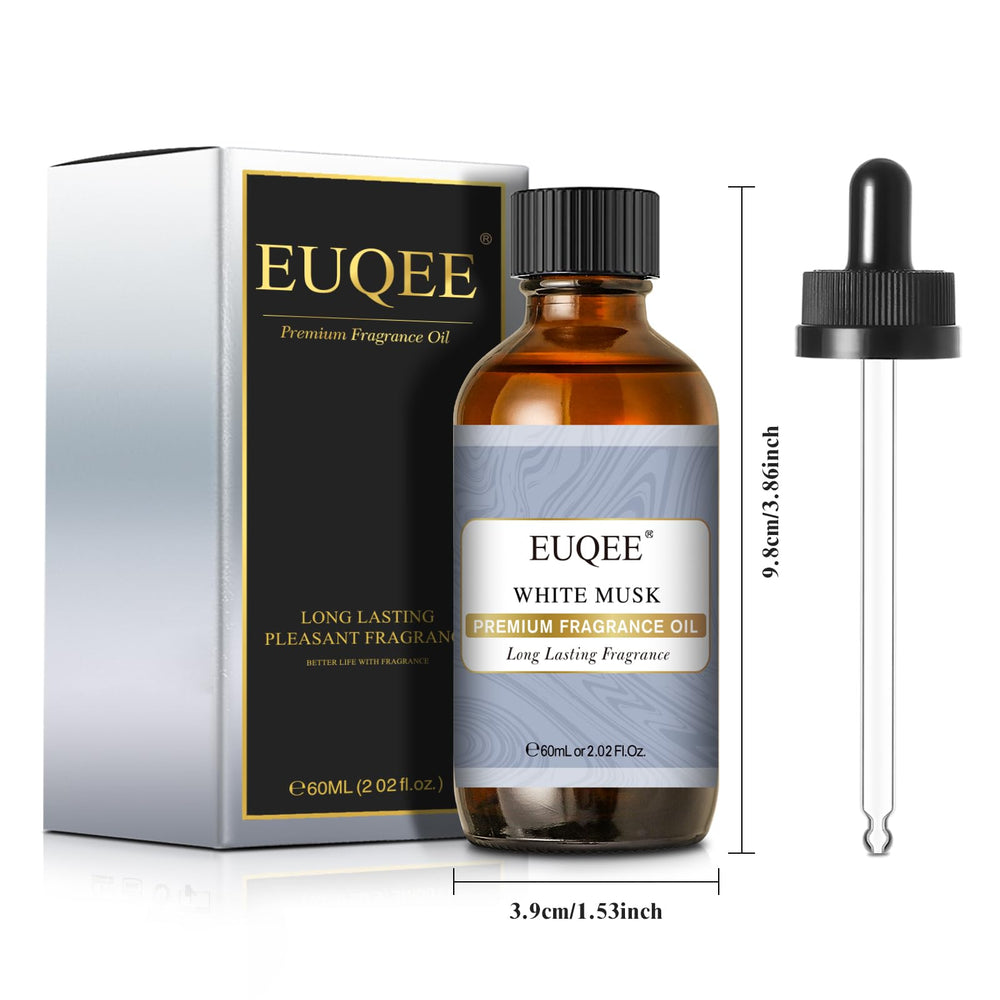 Front view of EUQEE White Musk bottle showing label