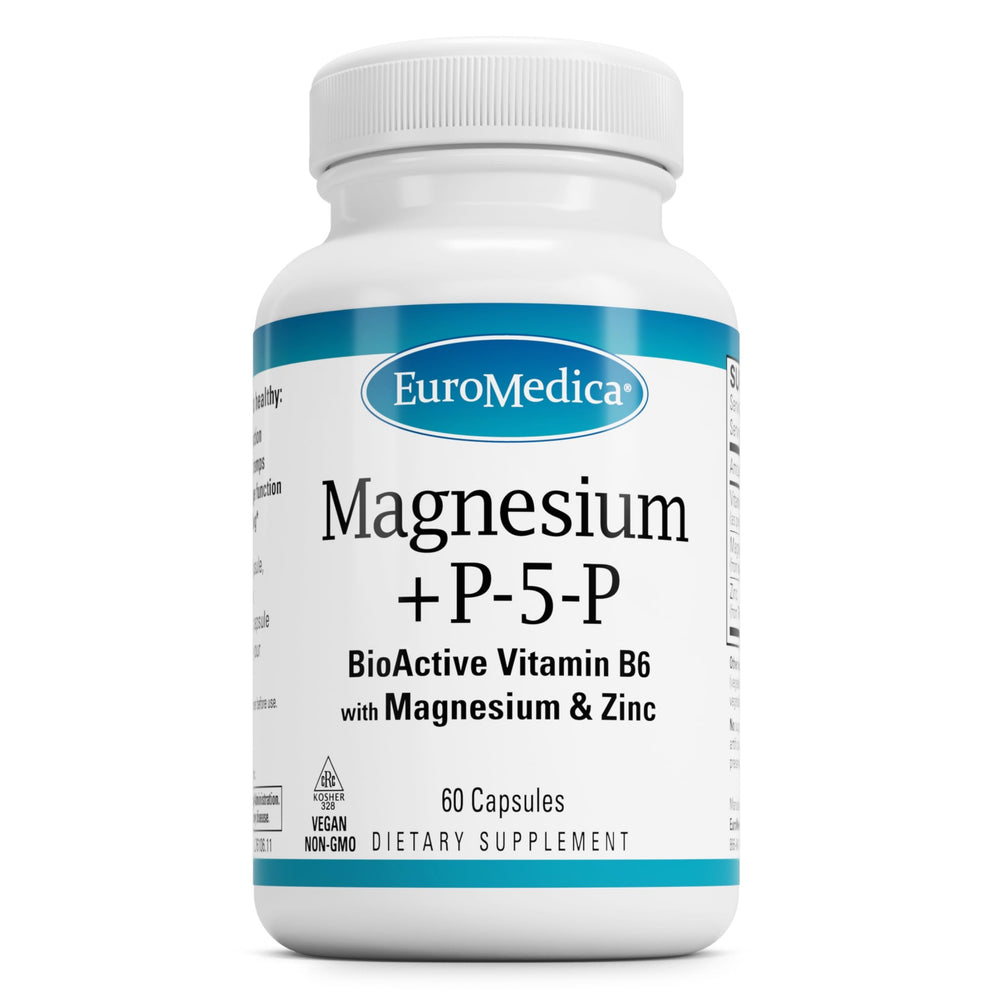 EuroMedica Magnesium + P-5-P bottle with 60 vegan capsules