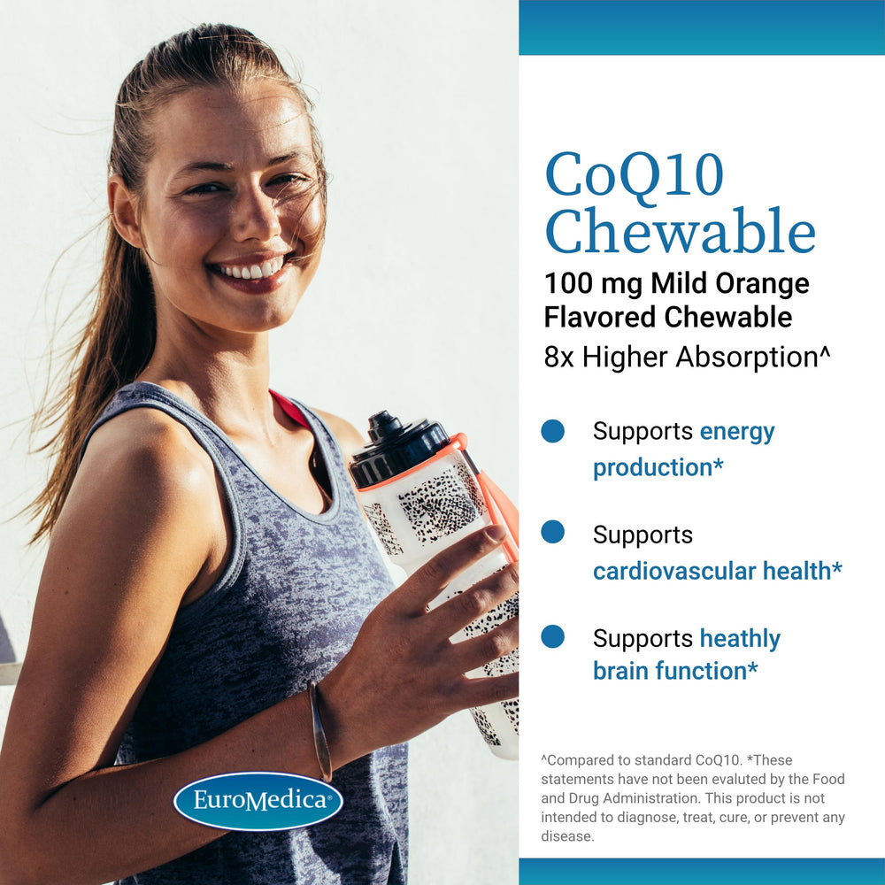 EuroMedica CoQ10 100 mg bottle label close-up