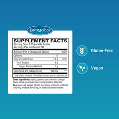 Close-up of 30 chewable CoQ10 tablets