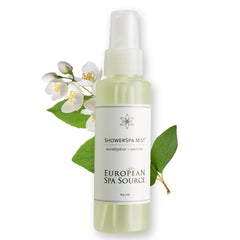 Bottle of European Spa Source Jasmine + Eucalyptus Shower Spa Mist 4 oz