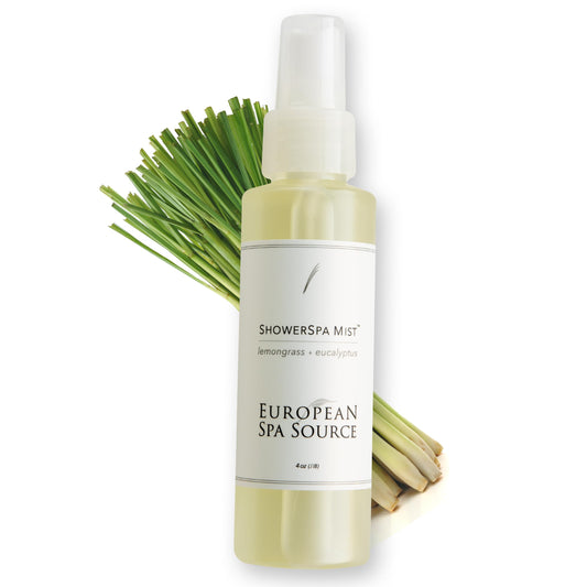 Product bottle and label of European Spa Source Lemongrass + Eucalyptus ShowerMist