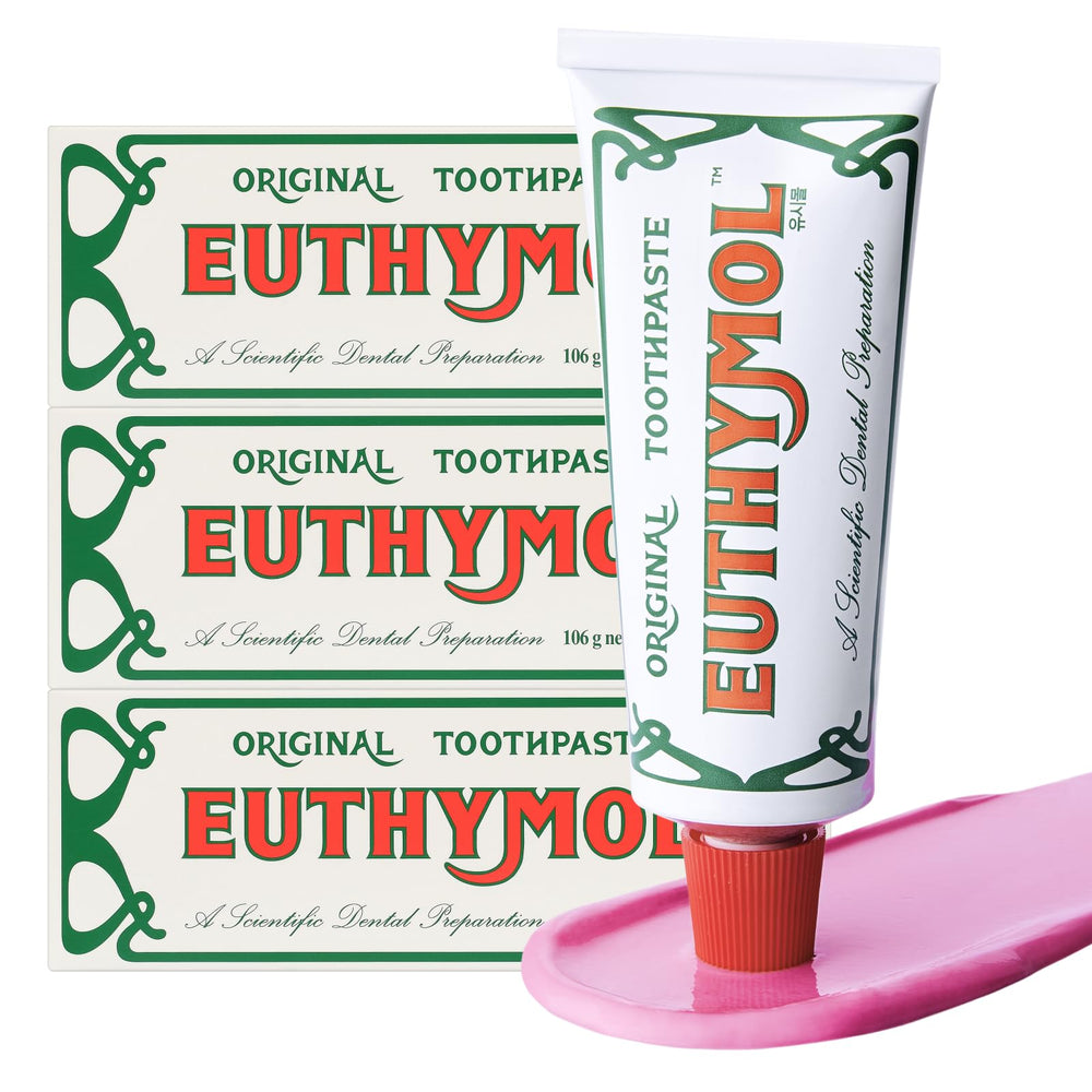 Front view of EUTHYMOL Original Pink Toothpaste 3-pack