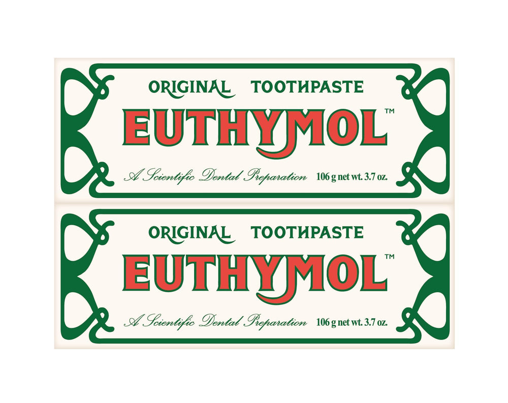 Two toothpaste tubes with bright packaging ready to ship