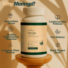 EVARA Moringa Capsules 100-count bottle packaging