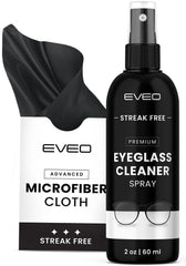 EVEO eyeglass cleaner spray bottle with microfiber cloth pack
