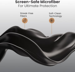 Glasses and screen being cleaned with EVEO cleaner