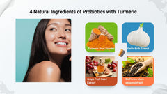 Ingredients highlighted including folate, turmeric, and probiotics