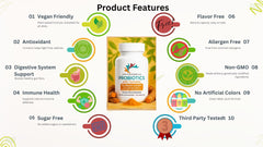 Product label showing Probiotics with Turmeric details