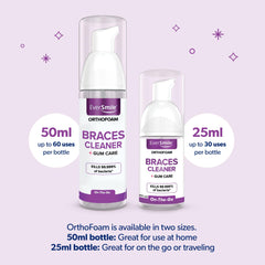 Box showing EverSmile OrthoFoam braces cleaner for all braces and wires