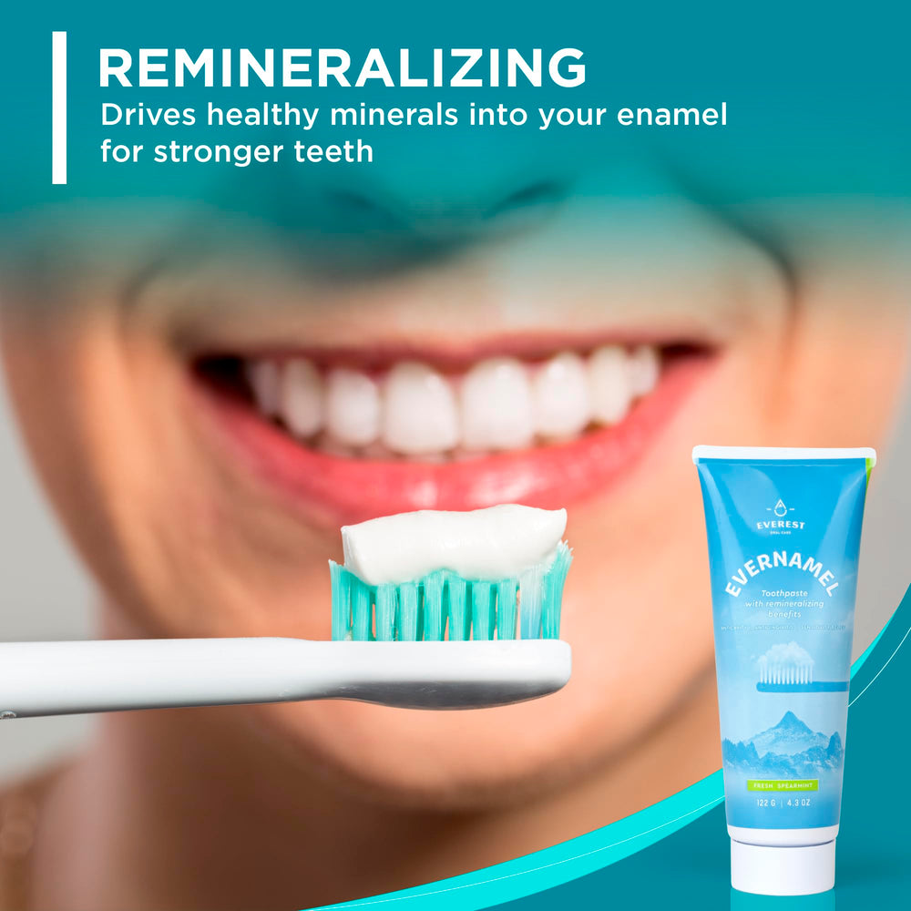 Illustration showing enamel remineralization with Evernamel