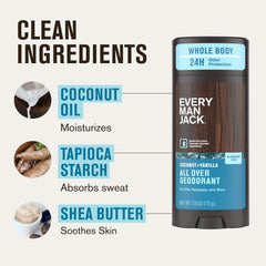 Every Man Jack aluminum-free formula designed for all-over use.