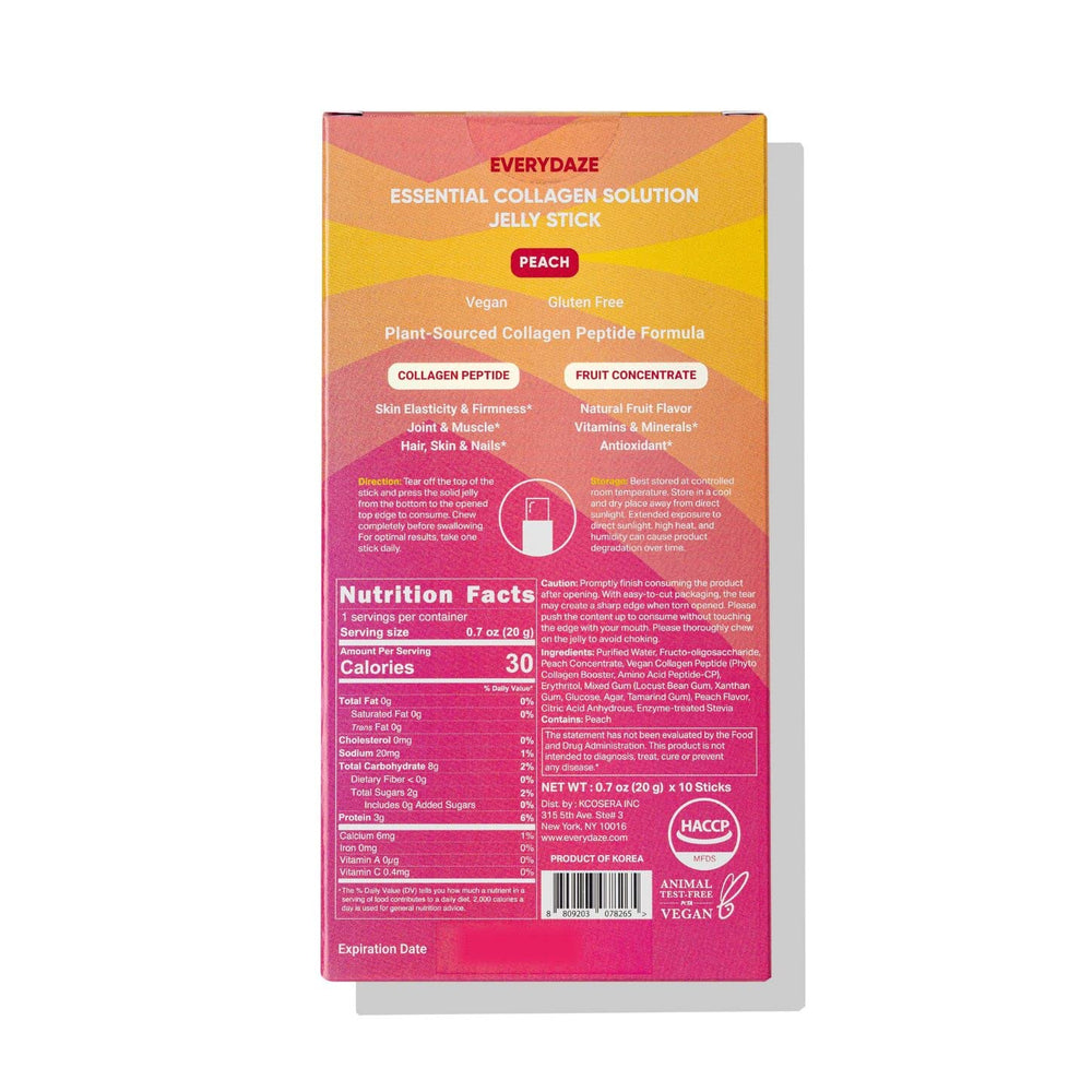 Box of 10 peach collagen jelly sticks