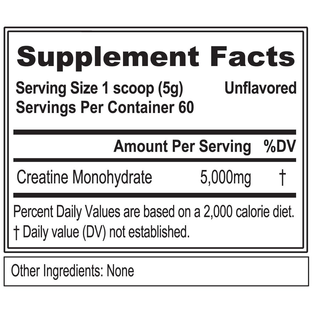 Close-up of 5g Creatine Monohydrate per serving on scoop