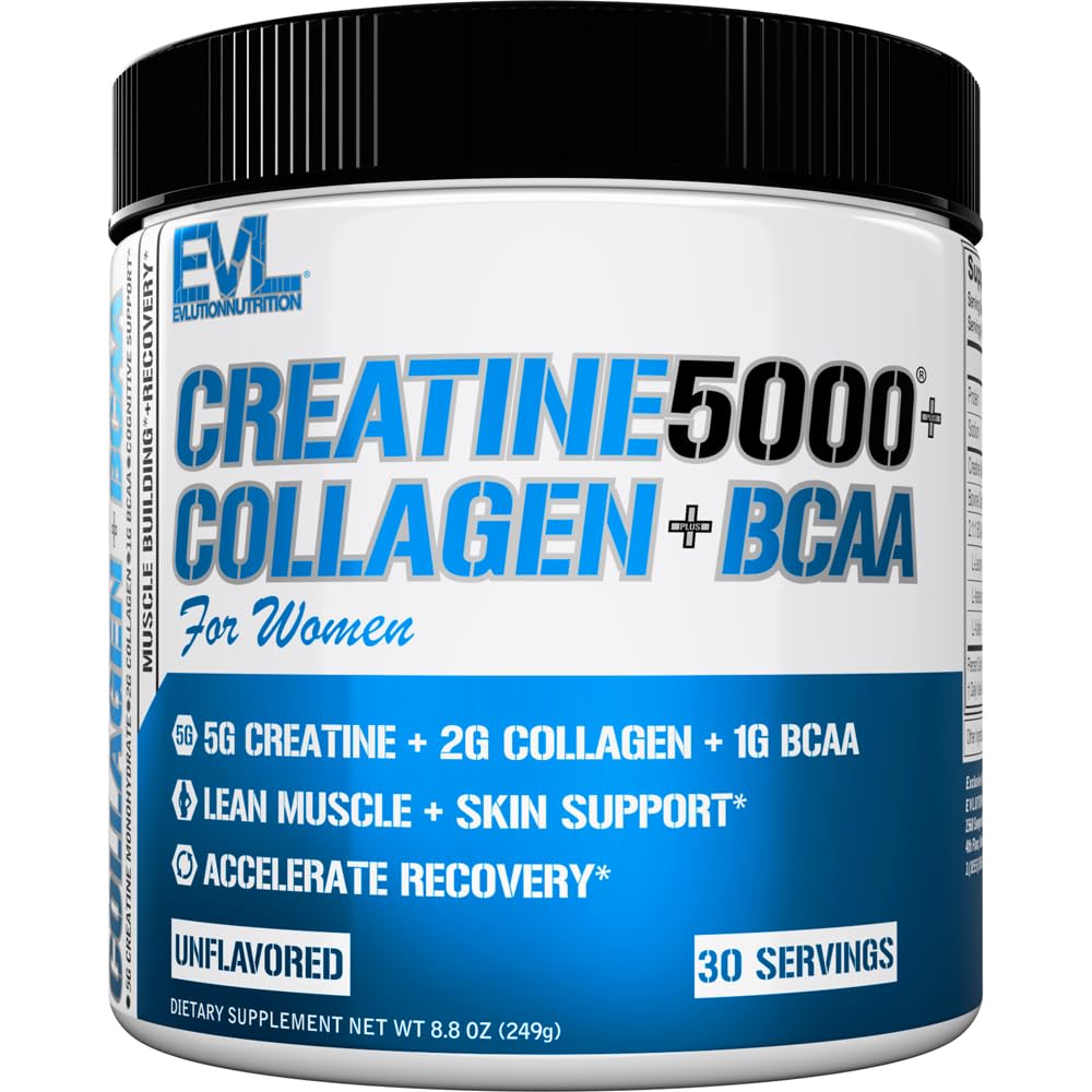 EVL Creatine 5000 + Collagen + BCAA for Women tub front view