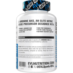 Nutrition facts panel for EVLUTION L-Arginine AKG