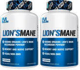 EVL Lion’s Mane mushroom supplement bottle with capsules
