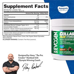 Image showing coconut water powder and Aquamin ingredients in Evogen Collagen Plus Hydration