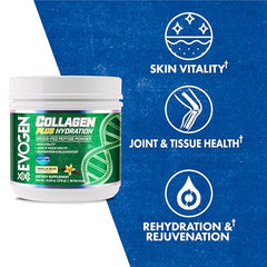 Front view of Evogen Collagen Plus Hydration Vanilla Bean tub