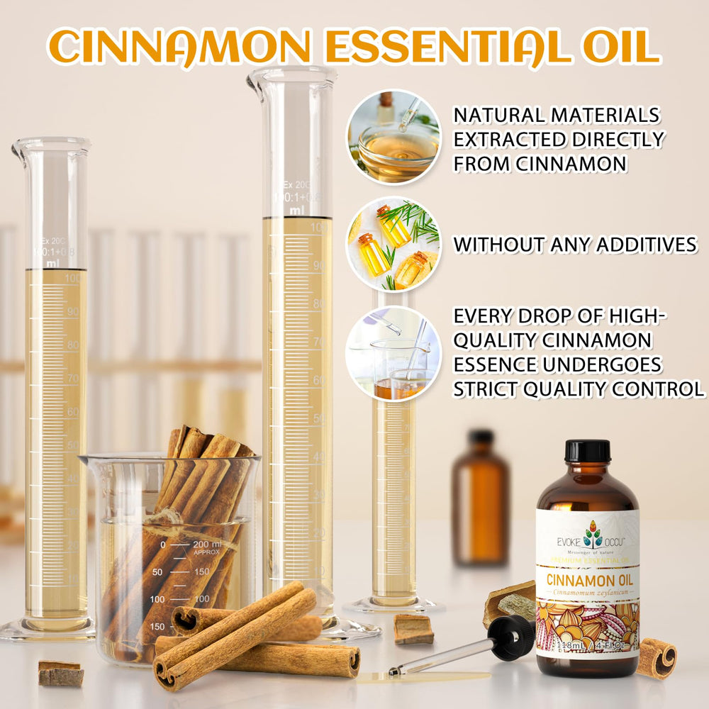 Cinnamon essential oil added to hair care products for shine.