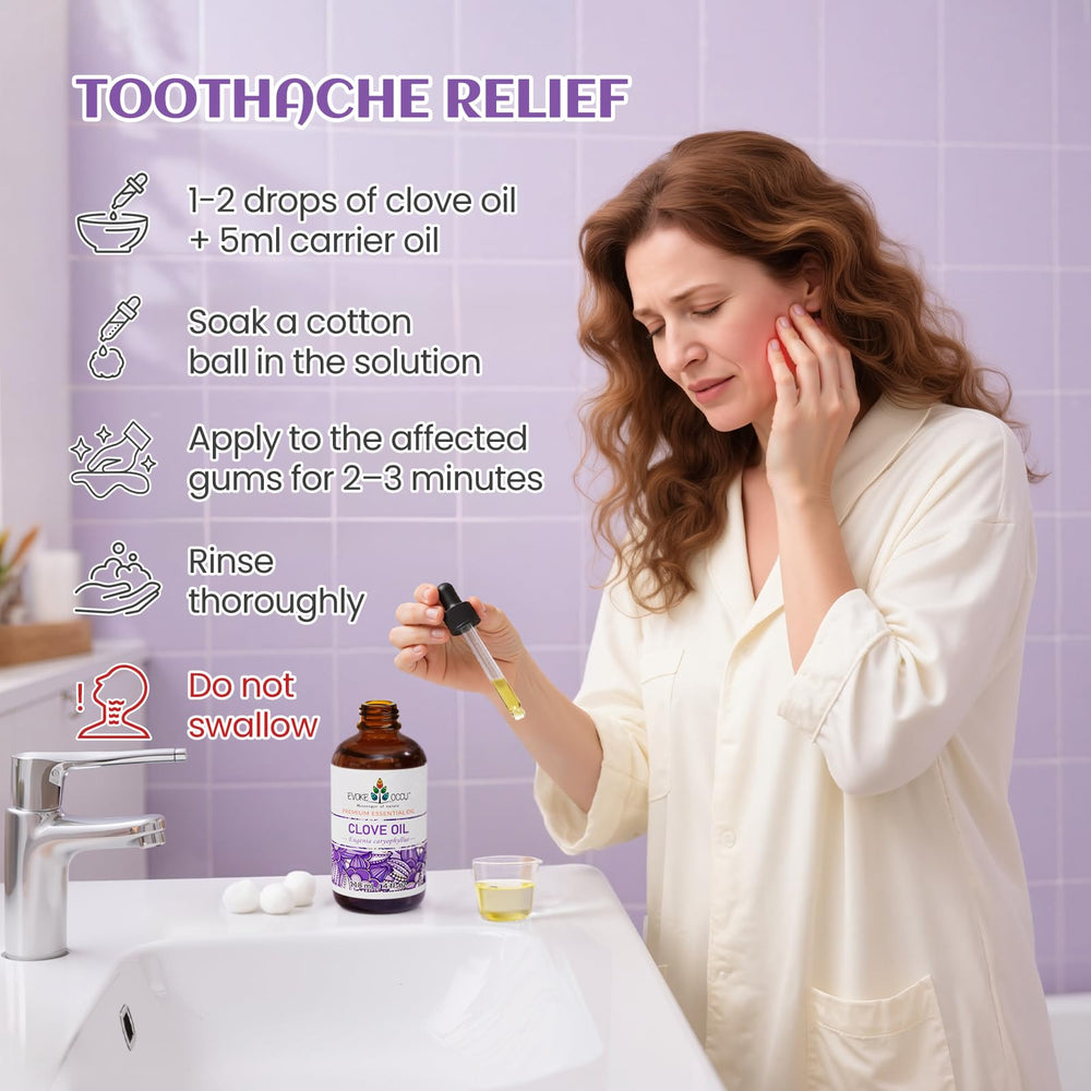 Dilution and application of clove oil to gums
