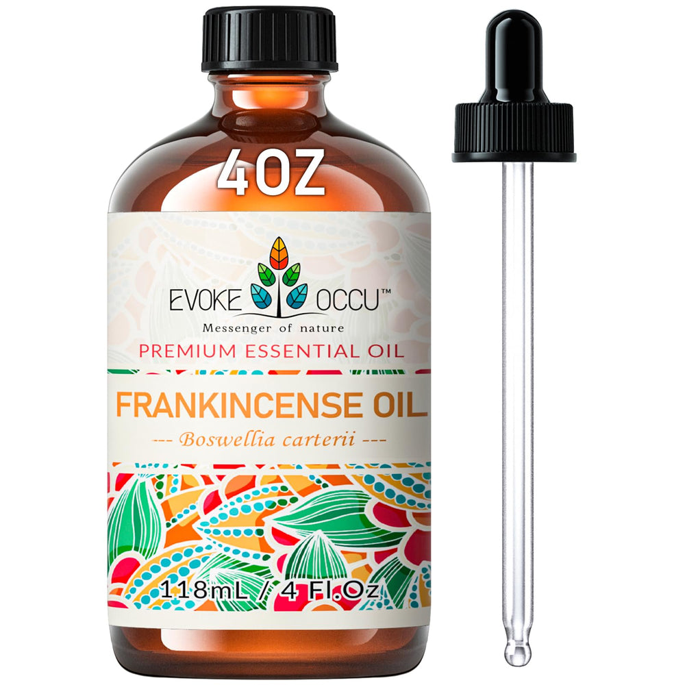 EVOKE OCCU Frankincense essential oil bottle 4 oz - front view
