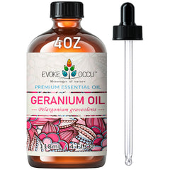 Amber glass EVOKE OCCU Geranium essential oil bottle with dropper