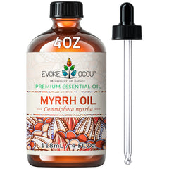Evoke Occu Myrrh Essential Oil bottle, 4 oz on white background