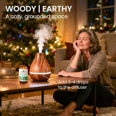 Pine needle essential oil close-up in amber bottle