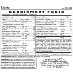 Supplement Facts panel for Exakta 120 Vcaps by D'Adamo Personalized Nutrition