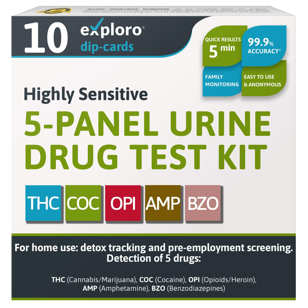 Exploro 5-Panel At-Home Drug Test Kit front view