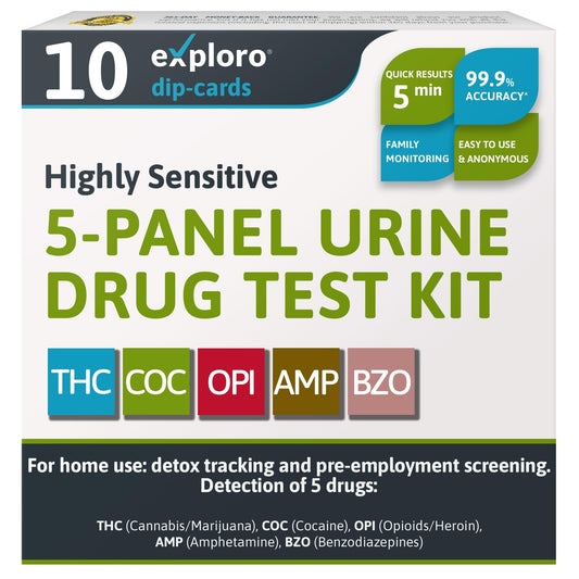 Exploro 5-Panel At-Home Drug Test Kit front view