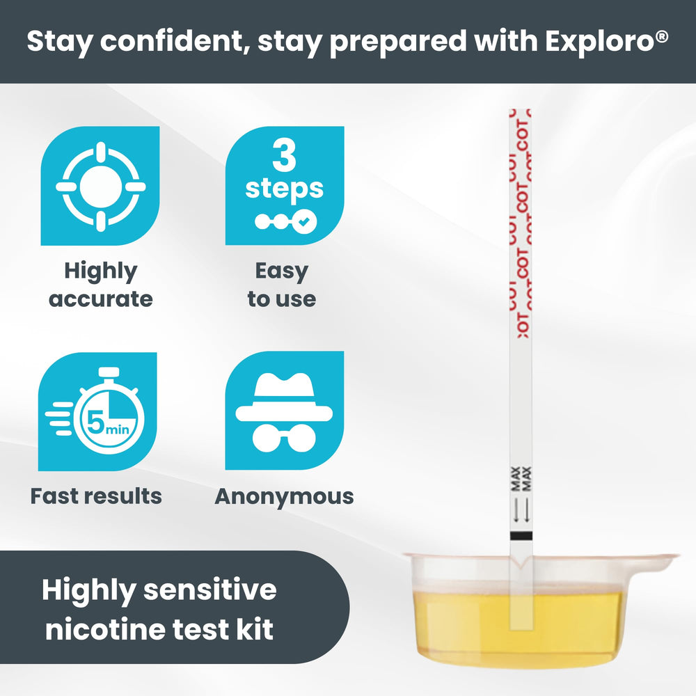 Close-up of nicotine test strip showing Test and Control lines