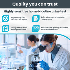 CLIA-waived OTC nicotine testing kit packaging and components