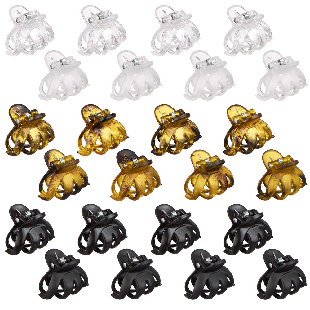 Expressions mini octopus clips clear pack closeup for secure everyday styling.