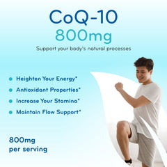 CoQ10 supplement bottle with clear branding