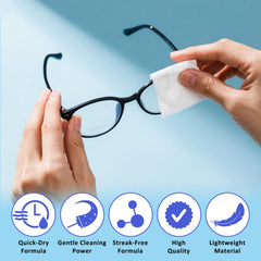 Pre-moistened cleaning wipe for glasses