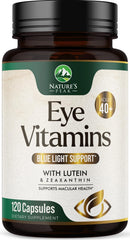 Bottle of eye vitamins and minerals with Lutein and Zeaxanthin