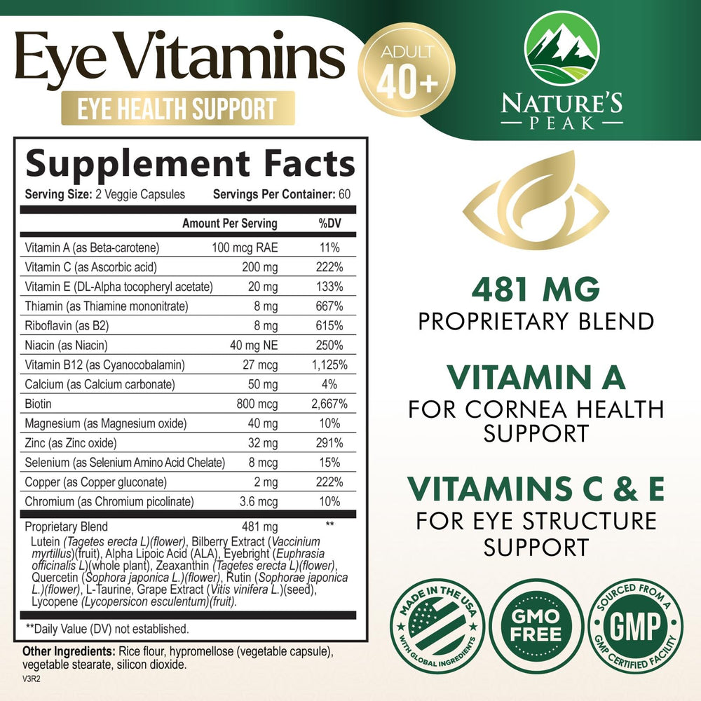 Close-up of capsules inside the eye vitamins bottle