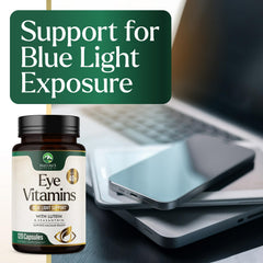 Senior adult taking eye vitamins supplement