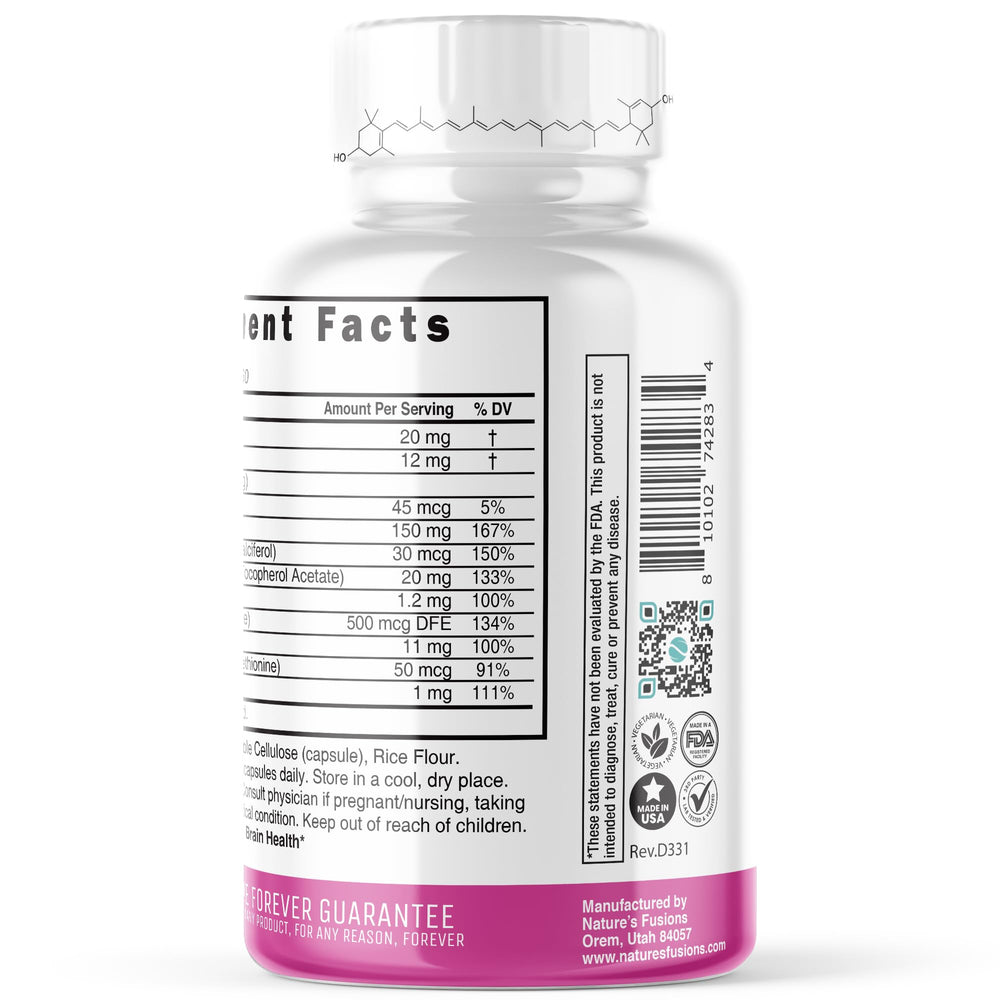 Complete eye health support with vitamins A, C, D3, E and minerals