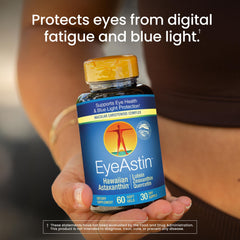 Close-up of EyeAstin label showing ingredients
