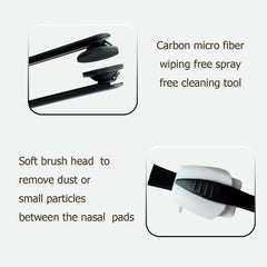 Side view of portable eyeglass cleaner with retractable brush