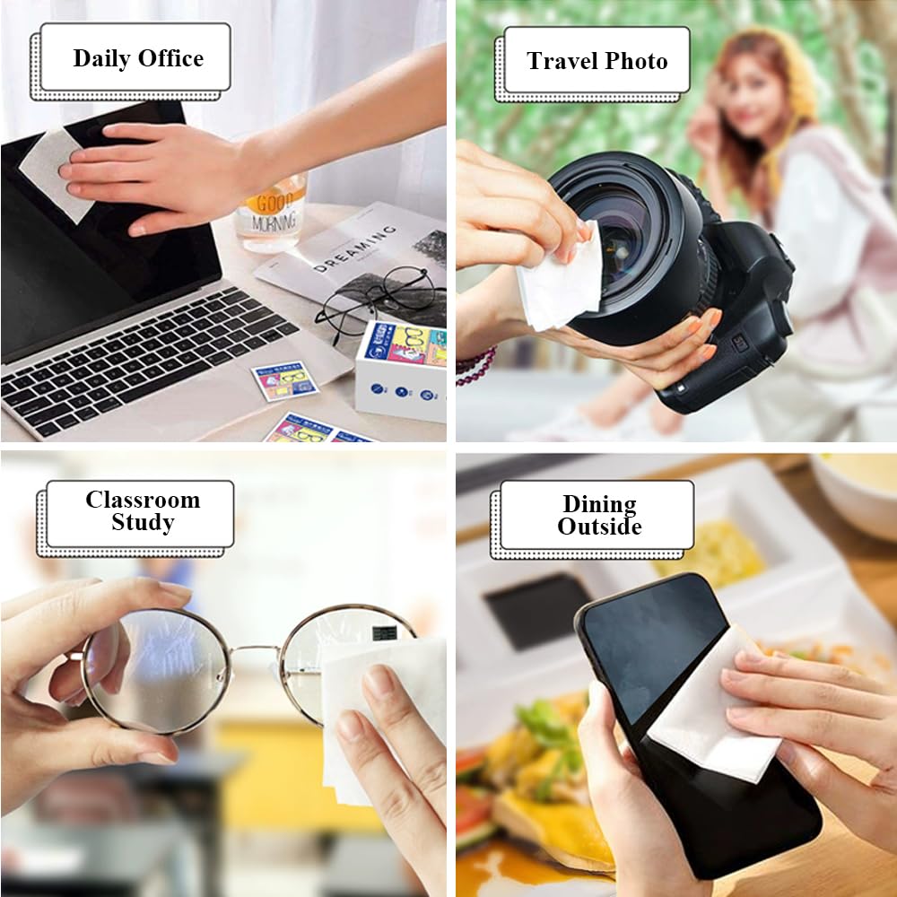 Eyeglasses cleaner wipes packaging in compact sleeve