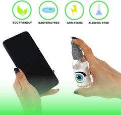 Droplets applying cleaner on eyeglasses